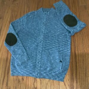 NWT JOSEPH ABBOUD XL Wool Elbow Patch Italian Yarn Cable Grandpacore Zip Sweater